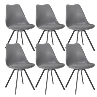 Lot de 6 chaises en tissu texturé maille 3D gris - ELECTRON