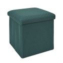 Pouf coffre carré pliable en tissu texturé maille 3D bleu - ELECTRON