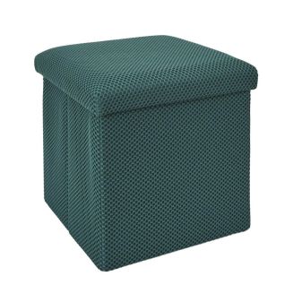 Pouf coffre carré pliable en tissu texturé maille 3D bleu - ELECTRON