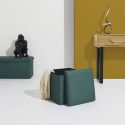 Pouf coffre carré pliable en tissu texturé maille 3D bleu - ELECTRON
