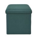 Pouf coffre carré pliable en tissu texturé maille 3D bleu - ELECTRON