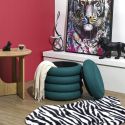 Pouf rangement rond en tissu texturé maille 3D bleu - ELECTRON