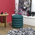 Pouf rangement rond en tissu texturé maille 3D bleu - ELECTRON