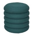 Pouf rangement rond en tissu texturé maille 3D bleu - ELECTRON