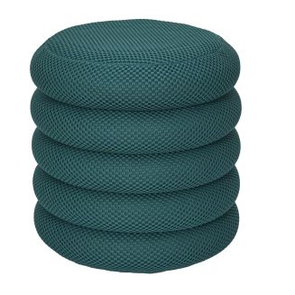 Pouf rangement rond en tissu texturé maille 3D bleu - ELECTRON