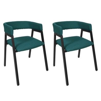 Lot de 2 fauteuils design de table en tissu texturé maille 3D bleu - ELECTRON