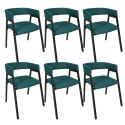 Lot de 6 fauteuils design de table en tissu texturé maille 3D bleu - ELECTRON