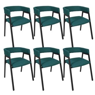 Lot de 6 fauteuils design de table en tissu texturé maille 3D bleu - ELECTRON