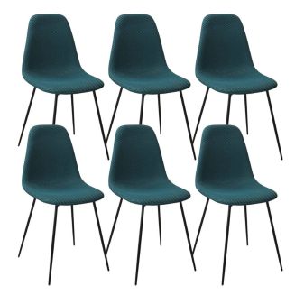 Lot de 6 chaises en tissu texturé maille 3D bleu - ELECTRON