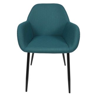 Lot de 2 fauteuils de table en tissu texturé maille 3D bleu - ELECTRON