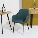 Lot de 2 fauteuils de table en tissu texturé maille 3D bleu - ELECTRON