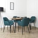 Lot de 2 fauteuils de table en tissu texturé maille 3D bleu - ELECTRON