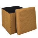 Pouf coffre carré pliable en tissu texturé maille 3D jaune - ELECTRON