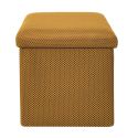 Pouf coffre carré pliable en tissu texturé maille 3D jaune - ELECTRON