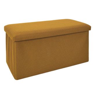 Banc coffre pliable en tissu texturé maille 3D jaune - ELECTRON