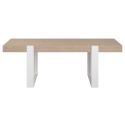 Table repas 220cm plateau aspect chêne pieds U en métal blanc - YOUENN