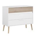 Chambre complète lit 90x190 avec 1 chevet 1 armoire 3P et 1 commode - BORGALL