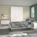 Chambre complète lit 160x200 avec 2 chevets 1 armoire 3P et 1 commode - BORGALL