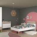 Chambre complète lit 90x190 avec 1 chevet 1 armoire 3P et 1 commode - BORGALL