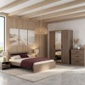 Chambre complète lit 140x190 avec 2 chevets 1 armoire 3P et 1 commode - KASUAL