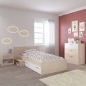 Chambre lit 90x190 avec 1 chevet et 1 commode - CHARLINE