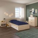 Chambre lit 90x190 avec 1 chevet et 1 commode - CHARLINE
