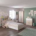 Chambre lit 90x190 avec environnement 1 armoire 2P et 1 commode - CHARLINE