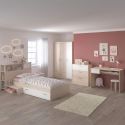 Chambre complète lit 90x190 avec environnement + armoire 3P + bureau + commode - CHARLINE