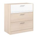 Chambre complète lit 90x190 avec environnement + armoire 3P + bureau + commode - CHARLINE