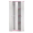 Armoire 2 portes aspect bois blanchi avec chants roses en façade - MISYLIA