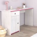Bureau 1 porte 1 tiroir aspect bois blanchi avec chants roses en façade - MISYLIA