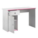 Bureau 1 porte 1 tiroir aspect bois blanchi avec chants roses en façade - MISYLIA