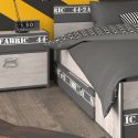 Chambre lit 90x200 avec tiroirs + 1 chevet + 1 commode aspect bois grisé - ZIGGY