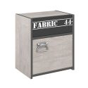 Chambre lit 90x200 avec tiroirs + 1 chevet + 1 armoire aspect bois grisé - ZIGGY