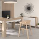 Ensemble séjour table repas 160cm + buffet 3 portes blanc et aspect bois clair - ORPHÉE