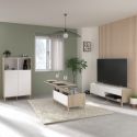 Ensemble salon table basse + meuble Tv + rangement 2 portes blanc et aspect bois clair - ORPHÉE