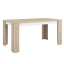 Ensemble séjour table repas 160cm + buffet 3 portes blanc et aspect bois clair - ORPHÉE
