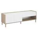 Ensemble salon table basse + meuble TV + rangement 2 portes blanc et aspect bois clair - ORPHÉE