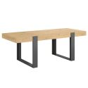 Ensemble séjour table repas 220cm + buffet 3 portes aspect bois et anthracite - YOUENN