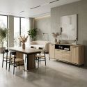 Ensemble séjour table repas allongeable + buffet 4 portes aspect bois et noir - OSTAREL
