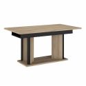 Ensemble séjour table repas allongeable + buffet 4 portes aspect bois et noir - OSTAREL