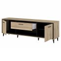 Ensemble salon table basse relevable + meuble TV aspect bois et noir - OSTAREL