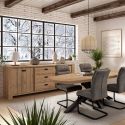 Ensemble séjour table Castella + buffet aspect bois finition Castel Oak - ANATOLE