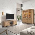 Ensemble salon meuble TV + bibliothèque aspect bois finition Houston Oak - VASALY