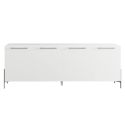 Ensemble séjour table 190cm laqué blanc pieds et poignées métal anthracite - CARAT