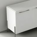 Ensemble séjour table 190cm laqué blanc pieds et poignées métal anthracite - CARAT