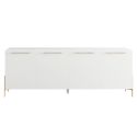 Ensemble séjour table 190cm laqué blanc pieds et poignées métal doré - CARAT