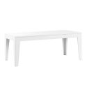 Ensemble séjour table 190cm laqué blanc pieds et poignées métal doré - CARAT