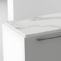 Ensemble salon design blanc et marbre pieds et poignées métal anthracite - CARAT