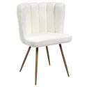 FJARD - Lot de 4 Fauteuils Blanc Tissu Bouclettes